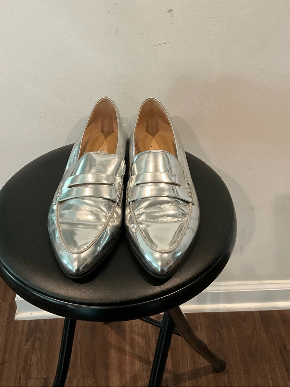Michael Kors Metallic Silver Penny Loafers